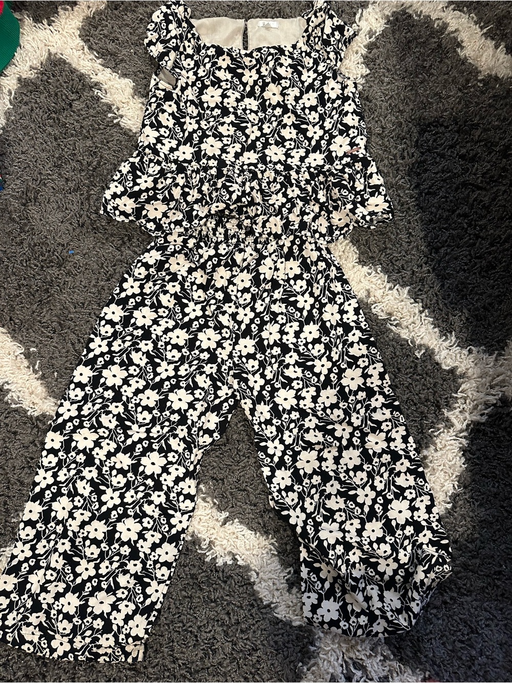 Tahari Black & White Floral Jumpsuit for Kids